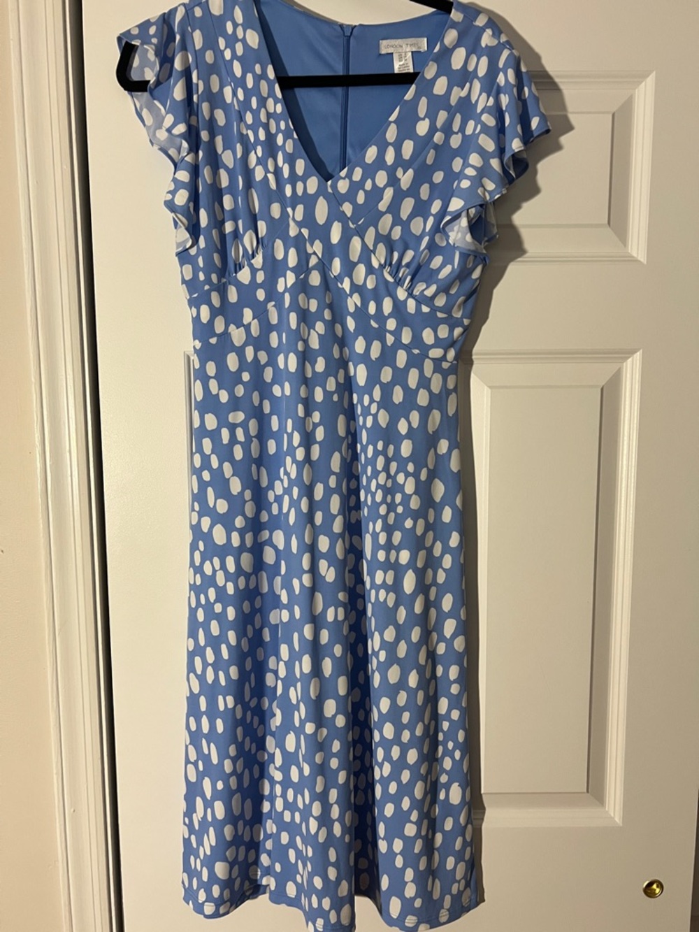 London Times Blue and White Midi Dress